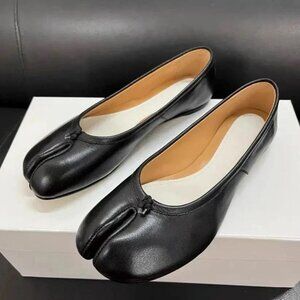 Maison Margiela Tabi Ballet Flats Shoes 38 24cm Split Toe Leather Japan good